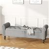 Ckaff Panca Fondo Letto Matrimoniale 160cm, Panca Contenitore Camera da Letto in Lino, Cassapanca Pouf Organizzatore con Braccioli Arrotolati per Camera da Letto Soggiorno Ingresso, Grigio Chiaro