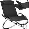 tectake® Lettino Paulina, Ergonomico, Pieghevole, Con Cuscino, Traspirante, Sicuro Anti-Ribaltamento, Portata 150kg, Lettino Giardino per Esterno, Sdraio Basculante, Ideale per Relax - Nero