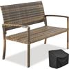 tectake® Panchina da Giardino in Rattan, 125 x 62,5 x 90 cm, a Due Posti | Resistente alle Intemperie, Capacità di Carico 250 kg, Copertura Protettiva Inclusa, Braccioli, Schienale Alto, Naturale