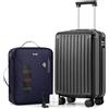 COOLIFE Valigetta da cabina 55 x 35 x 20 cm per Ryanair, bagaglio a mano, valigia rigida con serratura TSA e 4 ruote gemelle, Nero , Vakuum-55x35x20cm+Pumpe, Ryan Airlines Bag - Borsa da viaggio