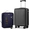 COOLIFE Valigetta da cabina 55 x 35 x 20 cm per Ryanair, bagaglio a mano, valigia rigida con serratura TSA e 4 ruote gemelle, Nero , Vakuum-55x40x20cm+Pumpe, Ryan Airlines Bag - Borsa da viaggio
