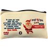 MODA MavillA Pochette Natalizia in Tela con Babbo Natale, Messaggio Natalizio in Italiano, Chiusura con Cerniera, Crema