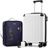 COOLIFE Valigetta da cabina 55 x 35 x 20 cm per Ryanair, bagaglio a mano, valigia rigida con serratura TSA e 4 ruote gemelle, bianco, Vakuum-55x40x20cm+Pumpe, Ryan Airlines Bag - Borsa da viaggio