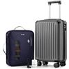 COOLIFE Valigetta da cabina 55 x 35 x 20 cm per Ryanair, bagaglio a mano, valigia rigida con serratura TSA e 4 ruote gemelle, grigio., Vakuum-55x35x20cm+Pumpe, Ryan Airlines Bag - Borsa da viaggio