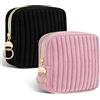 Playexen 2pcs Porta Assorbenti da Borsa Sacchetti per Portaassorbenti Igienici per Mestruazioni con Cerniera Pochette Piccola Porta-assorbenti Tampons Portatile Per Donna Ragazza Sacch Regalo(Nero&Rosa)