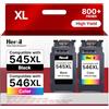 Heroil Cartucce per Canon 545 546 Cartuccia per canon 545 Nero per Canon 545 546 XL Multipack Compatibile per Pixma TS3350 MG2550s TR4550 MX495 TS3150 TR4500 TS3351 TS3300 TR4600 TS3100 TS3151 TR4651