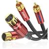 SOUNDFAM Cavo Audio Premium RCA a XLR Femmina [2 RCA → 2 XLR Hi-Fi Stereo] per Subwoofer, Amplificatori, Mixer DJ (3 Metro, Schermatura Doppia)