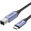 BENFEI Cavo stampante da USB B a USB C da 2 metri, intrecciato in nylon, custodia in lega di alluminio premium compatibile con MacBook Pro, HP, Epson, Canon, Brother, Lexmark, Xerox e stampanti.