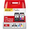 Washope 575 576 XL Sostituzione per Cartucce Canon 575 576 per Canon Pixma TS3750i | 575 576 XL Compatibile per Cartucce Canon PG 575 CL 576 Pixma TR4755i TS3750i TR4750i TS3550i TS3551i TS3752i TS3751i TR4751i