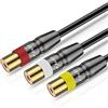 J&D Cavo da 3RCA a 3RCA Prolunga, Cavo RCA Guscio in Rame Heavy Duty 3 RCA Maschio a 3 RCA Femmina Cavo Audio Stereo, Cavi RCA, 0.9 Meter