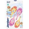 Jordan* ® | Step 1 Spazzolino da denti Bambini | Spazzolino per bambini di età 0-2 anni | Setole morbide, senza BPA | Colore Rosa & Viola | Confezione 4 unità