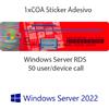 Microsoft Server Box Windows Server 2022 RDS 50 USER CAL COA STICKER
