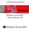 Microsoft Server Box Windows Server 2019 RDS 50 USER CAL COA STICKER
