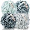 MTDLYICE Spugna di luffa XXL, grande, 100 g, confezione da 4, spugna da bagno in morbida rete, per doccia, scrub per il corpo, accessori da bagno, per bagnoschiuma (grigio blu)