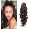 XFSRG Extension Coda di Cavallo con Pinza Capelli Lunga Mossa Ponytail Extension Ricci Finta Parrucca Donna Coda Capelli per Donna Look Naturale Voluminoso (Marrone Chiaro)