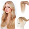 Rich Choices Frangia Clip Capelli Veri Naturale Frangia con riga centrale con 2 clips 10g Frangetta Capelli Veri Clip Curtain Bangs Remy Human Hair #27 Biondo Miele Chiaro