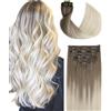 Sindra Extension capelli naturali clip 40 cm 100 g 6 pezzi #8T60 | Marrone Cenere Bis Biondo Platino, Clip Estensioni Dei Capelli, Liscio Setoso, Texture Naturale, 16inch