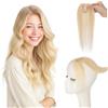 Rich Choices Frangia Clip Capelli Veri Naturale Frangia con riga centrale con 2 clips 10g Frangetta Capelli Veri Clip Curtain Bangs Remy Human Hair #613 Biondo Candido