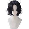 GZIRUE Chrollo Lucilfer Parrucca Copslay Nero Capelli Corti Parrucca Anime Costume con Cuffia Parrucca