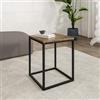 DEGHI Tavolino 40x50h cm nero e top rovere chiaro effetto parquet - Blacky