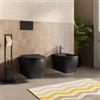 DEGHI Sanitari sospesi con scarico a vortice in ceramica con copriwc nero opaco - Misty