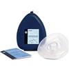 Reliance Medical First Aid PADI Scuba Resuscitation Face Shield CPR Pocket Mask & Oxygen Port EMT in Hard Case - Blue