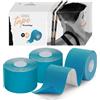 KAMBIA tape kinesiologico, 3 nastro kinesiologico, kinesio tape 5cm x 5m, nastro kinesiologico professionale. Colore blu