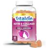 VITALDIN Biotina + Collagene Gummies - Integratore di Bellezza - 2.500 mcg Biotina, Vitamine C ed E - 60 caramelle gommose (per 1 mese) - Aiuta al Mantenimento di Capelli e Pelle Sani - Senza Glutine