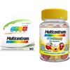 Multicentrum Adulti (90 Compresse) e Vitagummy per Bambini 3+ (30 caramelle gommose), Integratori alimentari di vitamine e minerali