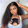IFLY Half Wig Human Hair Deep Wave Parrucca per capelli umani Ricci 3 In 1 Drawstring Wear and Go Glueless Curly Wig Headband Human Hair Seamless Flip Over 180% Density Natural Black 16 Inches