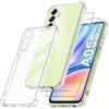 FLLAO Cover per Samsung Galaxy A05s 4G - Trasparente | 2 Vetro Temperato, Anti Ingiallimento Antiurto Protezione Fotocamera Silicona TPU Custodia per Samsung Galaxy A05s 4G