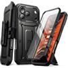 SUPCASE Cover per iPhone 18 Pro/iPhone 17 Pro Resistente a 360, Nero | con Pulsante di Controllo della Fotocamera, Supporto e Protezione per lo Schermo [Protezione di Livello Militare]