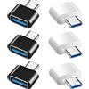 Mepsies Adattatore USB C a USB, Adattatore USB Tipo C a USB3.0 Femmina, 6 Pezzi | Compatibile con MacBook Air/Pro, Samsung Galaxy, e Altri Dispositivi USB-C (3 Nero e 3 Bianco)