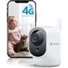 COCOCAM 4G Telecamera con SIM Interno Senza Fili 2K Senza WiFi | Batteria 6000mAh, rotazione 355°P/90°T, rilevamento umano PIR, ideale per bambini, animali domestici e anziani