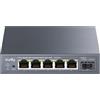 Cudy Switch Gigabit Smart a 6 Porte, 1 uplink SFP, 12,5 Gbps, GS105ES1 | 5 porte GbE, 1 porta in fibra ottica in uscita, velocità di trasmissione wire-speed, isolamento delle porte/modalità 250 m