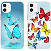Mixroom - Cover Custodia Back case In TPU Silicone Morbido Per iPhone 12 Fantasia Farfalle 157 Farfalle Blu+158 Farfalle Multicolore