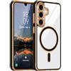 LCHULLE Magnetica Cover per Samsung Galaxy A16/A16 5G Trasparente,Nero | Compatibile con Magsafe, Protezione della Fotocamera, Cover Antiurto Protettiva, Custodia in Silicone Elettroplaccata