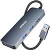 BENFEI Hub USB 3.0 a 4 porte, BENFEI hub USB 3.0 ultrasottile compatibile per MacBook, Mac Pro, Mac Mini, iMac, Surface Pro, XPS, PC, unità flash, HDD mobile[Guscio in alluminio e cavo in nylon]