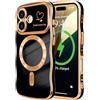 LCHULLE per iPhone 16 Plus Cover Magnetica Cuore Ondulata,Nero | Compatibile con Magsafe, Cuore forma di ricciolo ondulato, Protezione Fotocamera galvanizzato Custodia