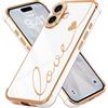 LCHULLE Cover per iPhone 17 Amore Cuore Ragazza Silicone,Bianco | Custodia con Motivo a Cuori, Galvanico Silicone Antiurto Cover per Ragazze e Donne,Protezione Fotocamera,Cute Love Case