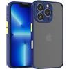 Mixroom - Cover Custodia per Apple iPhone 16 Pro Bumper Opaco Protezione Fotocamera con Retro Semitrasparente Bordo Morbido in TPU Colore BLU