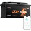 LiTime Batteria Litio 12V 140Ah H190 Sostituzione AGM Bluetooth per Camper | Max 15000 Cicli, 1920Wh, BMS 150 A, Leggera e Compatta, Batteria LiFePO4 12V per Furgone Camperizzato, RV, Barche (DIN H8 L5)