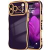 LCHULLE Cover per iPhone 17 Pro Cuore Custodia Ondulata,Viola scuro | Cover cuori d'amore,Custodia con design ondulata e riccia,Protezione della fotocamera galvanizzata Cover,Wavy Heart Case