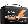 LiTime Batteria LiFePO4 12V 100Ah Leggera e Compatta per Camper, Furgone | Max 15000 Cicli, 1280Wh, BMS 100A, Protezione Basse Temperature, IP65, Batteria Litio 12V per Barche, Pesca Nautica, Off-grid