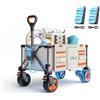 Litheli Carrello a mano boller, elettrico, pieghevole per esterni, con doppio motore e freni, capacità da 150 l e portata da 60 kg, per campeggio, giardino, spiaggia, shopping (beige)