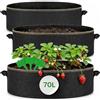 Praknu 3 Sacchi per Piante 70 L in Tessuto non Tessuto - Vasi da Orto Erbe | Materiale traspirante per radici forti, con manici e 3 cartellini da etichettare, per erbe, fiori, fragole e per le patate