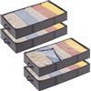 Lifewit 4 Pezzi 65L Contenitore per Sottoletto, Contenitore per Vestiti Sottoletto, Scatola Pieghevole con Coperchio, Borsa per Vestiti Sottoletto, Armadio per Vestiti Sottoletto, Grigio