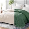 Whale Flotilla Piumino Reversibile 200 x 200 cm, per Letto Matrimoniale | Piumone 300 GSM in Microfibra, Morbido e Traspirante, Trapunta Adatta per Tutte Le Stagioni, Verde Grigio, Beige