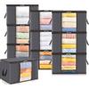Lifewit Scatole per Vestiti, Scatola per Armadio Pieghevole, Contenitori Sottoletto, Scatoloni Trasloco per Coperte, Biancheria da Letto, Grigio, 75 L, 10 Pezzi