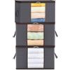 Lifewit Scatole per Vestiti, Scatola per Armadio Pieghevole, Contenitori Sottoletto, Scatoloni Trasloco per Coperte, Biancheria da Letto, Grigio, 75 L, 3 Pezzi